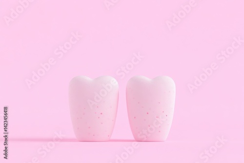 Two pastel pink heart-shaped objects,  a whimsical design