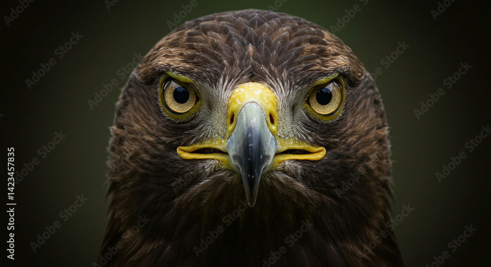 Close-up Eagle Head Looking Forward with Sharp Eyes Close-up Eagle Head Looking Forward with Sharp Eyes