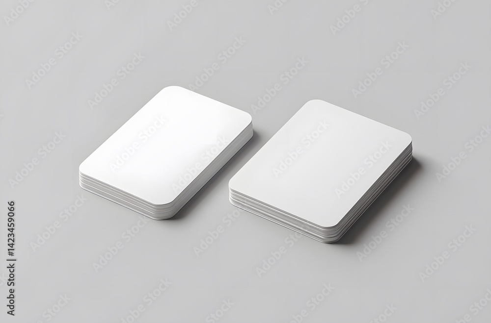 Blank white rectangular cards on gray surface for design and print projects Blank white rectangular cards on gray surface for design and print projects