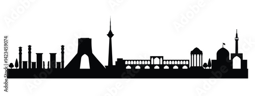 Tehran, Iran Skyline Silhouette