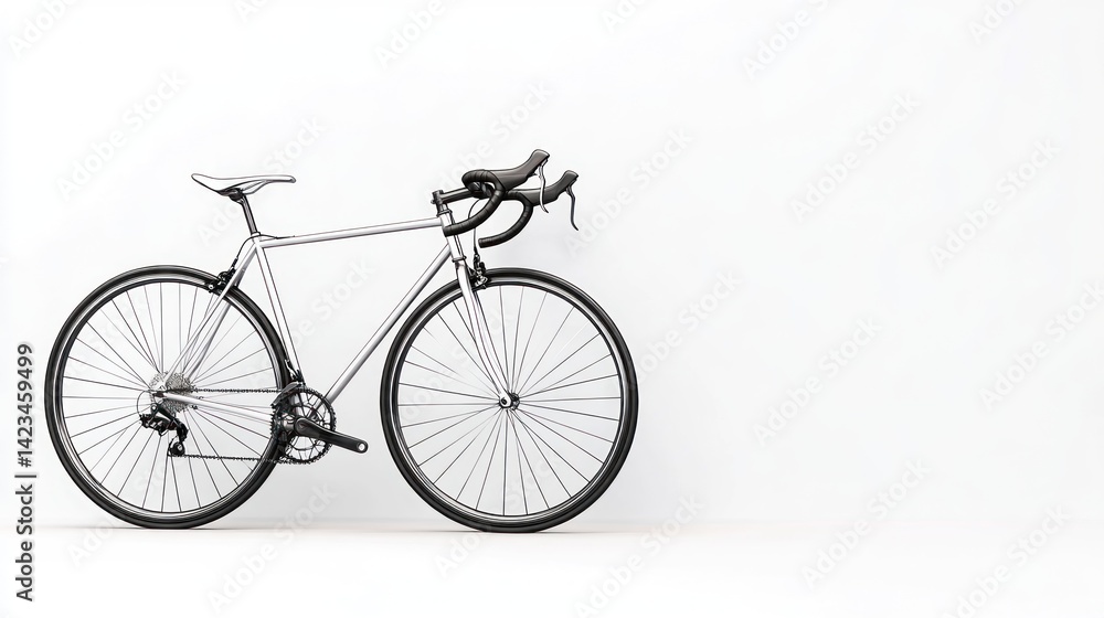 Silver road bicycle against white background Silver road bicycle against white background