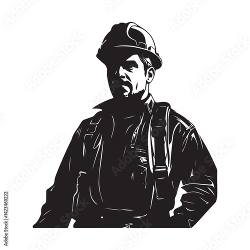 Engineer black color on isolated white background