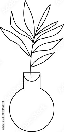 Tropical Leaves in ceramic vases simple doodle