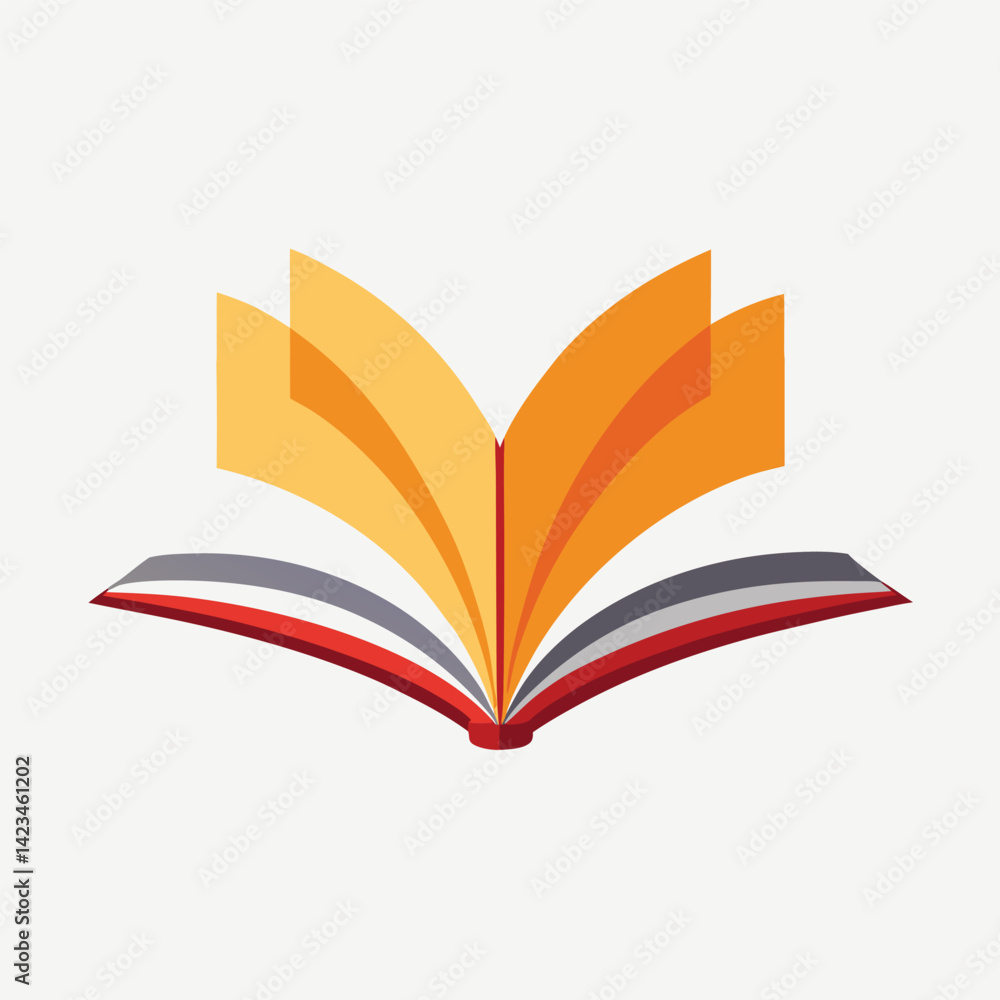 Abstract Open Book Design with Orange and Red Pages Abstract Open Book Design with Orange and Red Pages