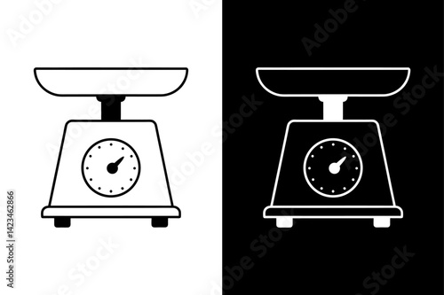 Classic Weight Scale Silhouette Monochrome Vector Icon Line Icon.