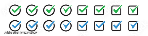 Check marks big collection. Tick icon. Check marks different shape, isolated. Vector symbols set ,green checkmark. Vector illustration eps 10.
