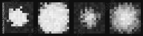 Monochrome Pixelate Censor Blur Effects Set for Pixel-Based Censorship and Visual Masking Uses. Vector Illustration.