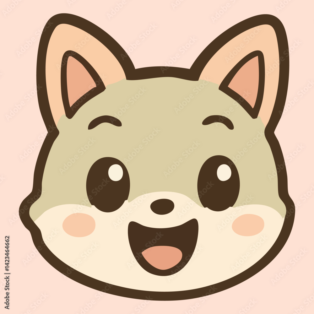 Excited baby fox with wide smile and happy eyes Excited baby fox with wide smile and happy eyes