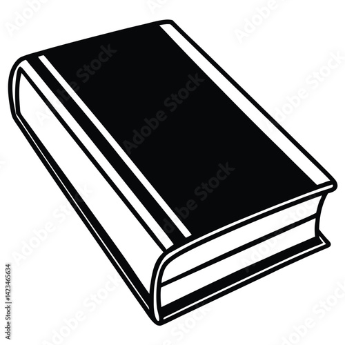 Black and White Illustration of a Closed Hardcover Book