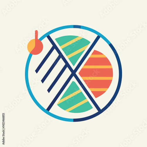 Minimalist logo representing crispr gene editing research, featuring abstract shapes and vibrant colors symbolizing genetic innovation and synthesis