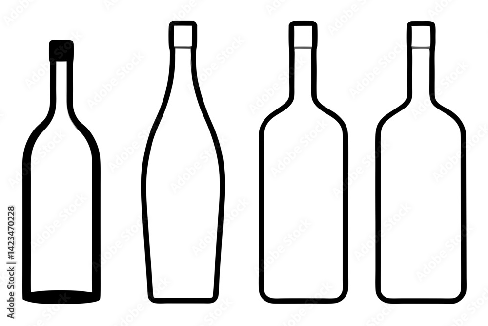 set of Wine Bottle silhouette vector illustration set of Wine Bottle silhouette vector illustration