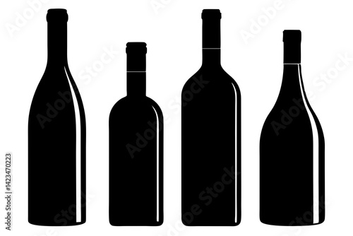 set of Wine Bottle silhouette vector illustration