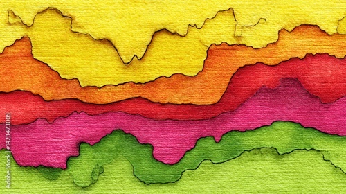 Obraz na płótnie Abstract Colorful Layered Texture with Wavy Lines and Vibrant Hues w salonie