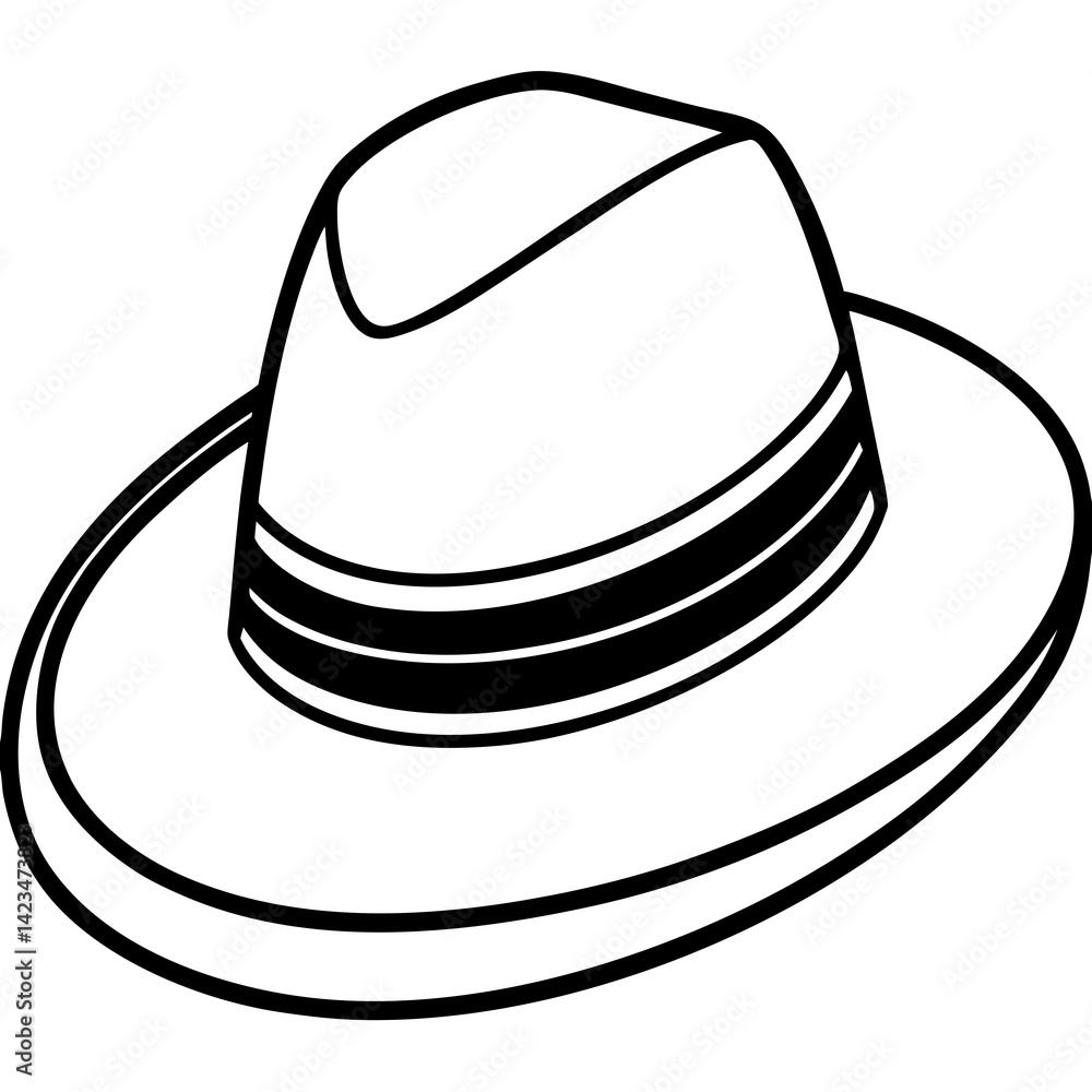 Minimal Panama Hat Vector on White Minimal Panama Hat Vector on White