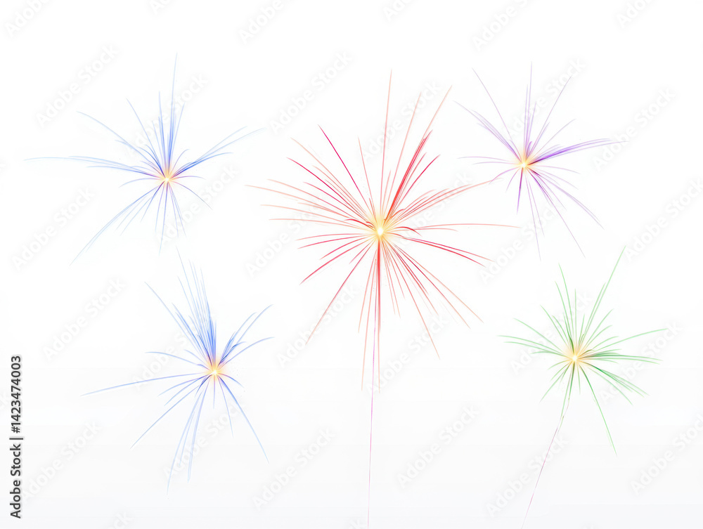 Naklejka premium Delicate Pink and Blue Radial Patterns on a Clean White Surface.