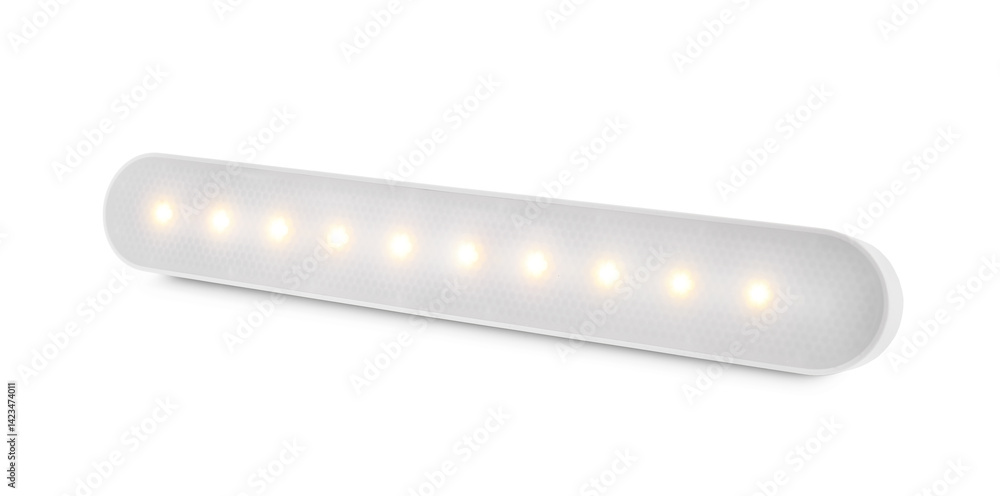 One glowing LED lamp isolated on white One glowing LED lamp isolated on white