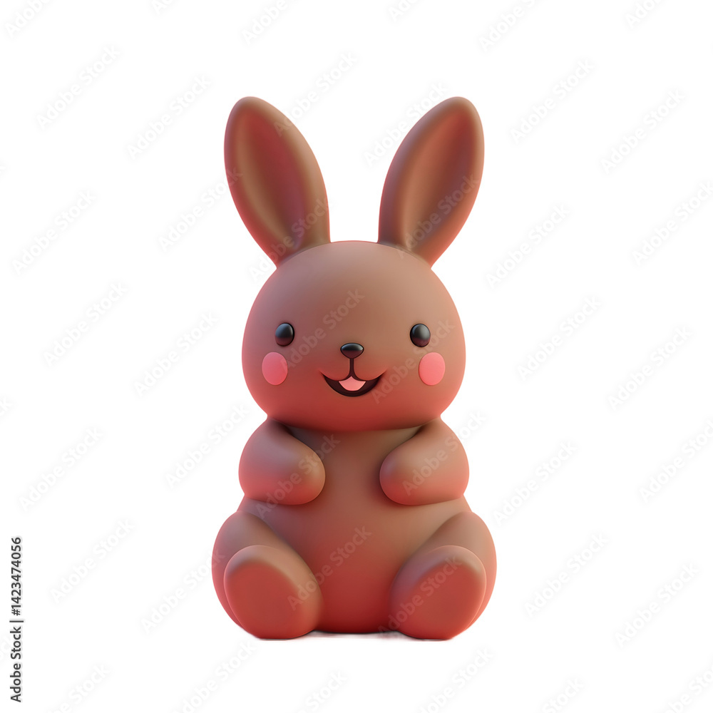 Fototapeta premium Cute Cartoon Rabbit Sitting on Pink Background Cheerful Easter Concept