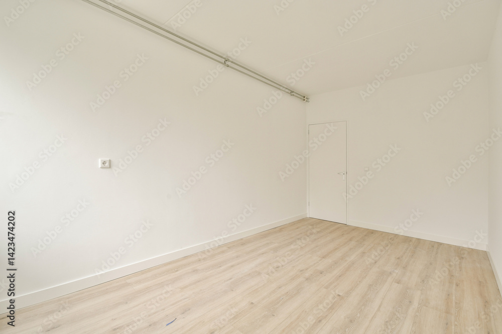 An unadorned and minimalist interior of an empty room showcasing light-colored walls and wooden flooring, creating a spacious and airy feel. An unadorned and minimalist interior of an empty room showcasing light-colored walls and wooden flooring, creating a spacious and airy feel.