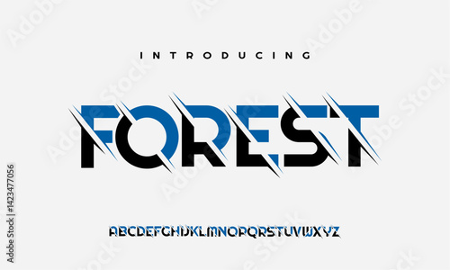 FOREST Modern abstract digital alphabet font. Minimal technology typography, Creative urban sport fashion futuristic font 