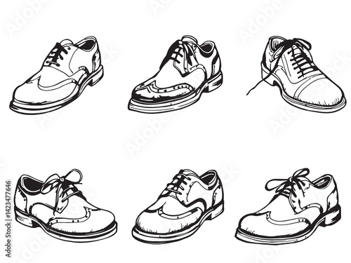 Brogues vector line art illustration
