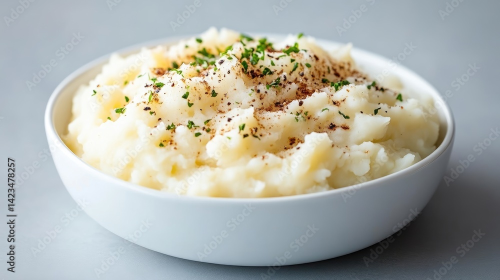 Creamy mashed potatoes in a white bowl Creamy mashed potatoes in a white bowl