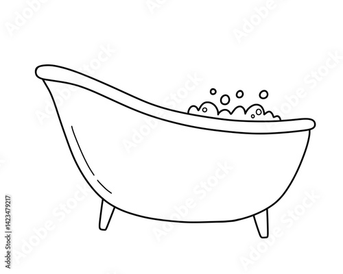 Bath hand drawn in doodle style. Vector line art illustration.