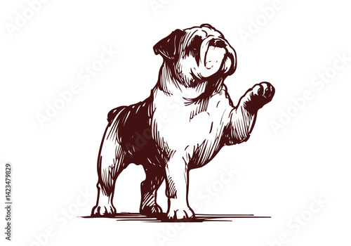 Bulldog Hand Drawn Illustration Sketch Vector Isolated by AZ for Graphic Arts Design and Decoration Asset