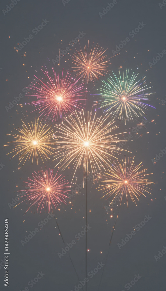 Fototapeta premium Vibrant Fireworks Display Illuminating the Night Sky with Colorful Bursts.