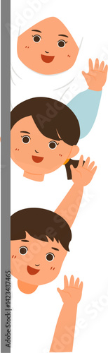 Students are hide behind a wall 