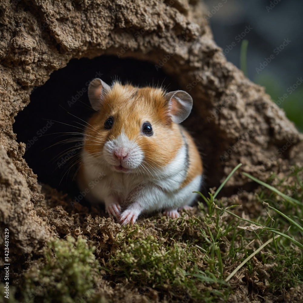 Hamster Peeking Out of Its Hideout
