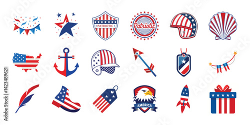 4th of July, American Independence day graphic elements set