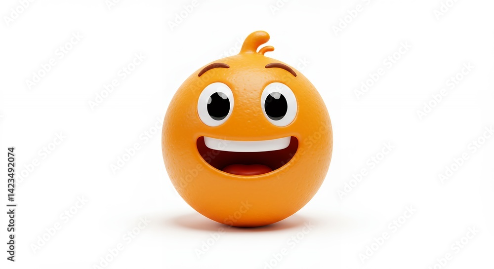 3 d happy emoticon digital illustration joyful orange smile positive emotion icon 3 d happy emoticon digital illustration joyful orange smile positive emotion icon