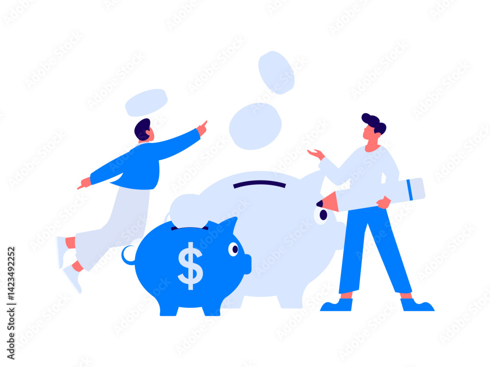 Fototapeta premium Internet financial management investment flat vector concept operation hand drawn illustration 
