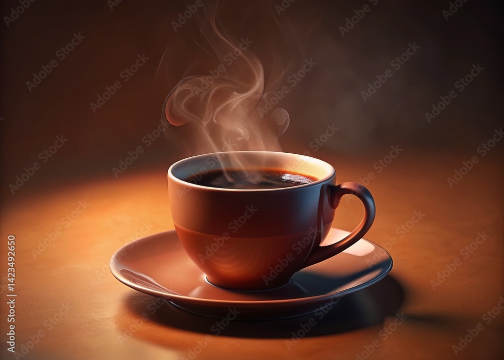 Warm Morning Coffee: Close-up of a Simple Cup of Plain Coffee Warm Morning Coffee: Close-up of a Simple Cup of Plain Coffee