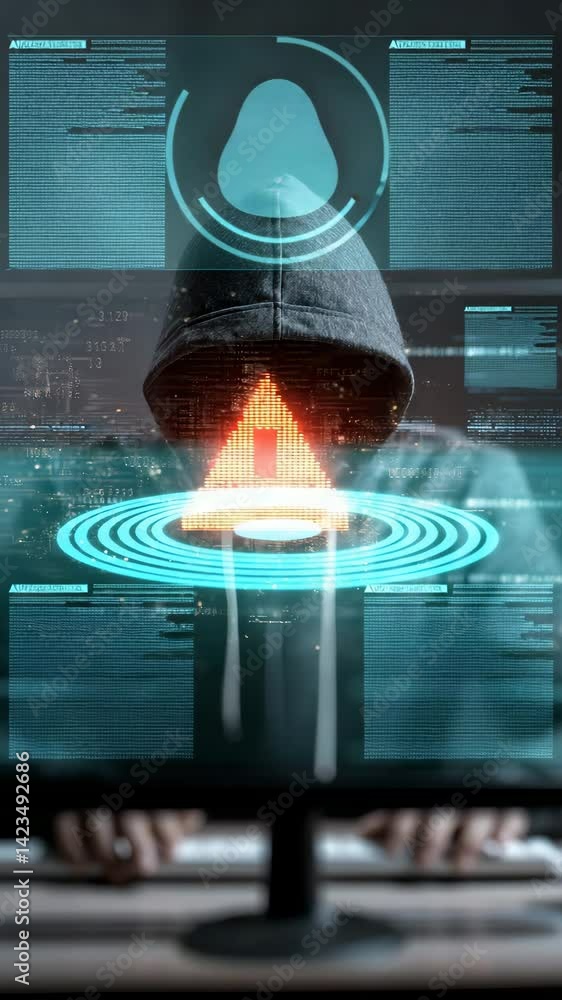 AI-Driven Cybersecurity Warning activates on red alert system while AI ...