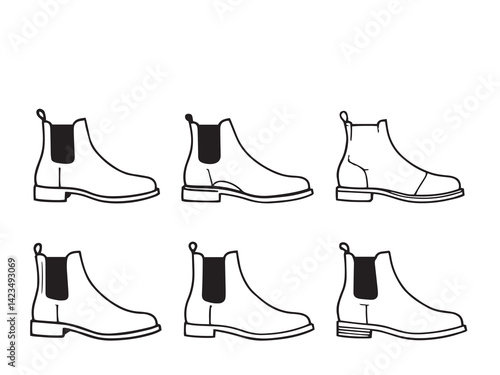 Chelsea boots vector line art illustration