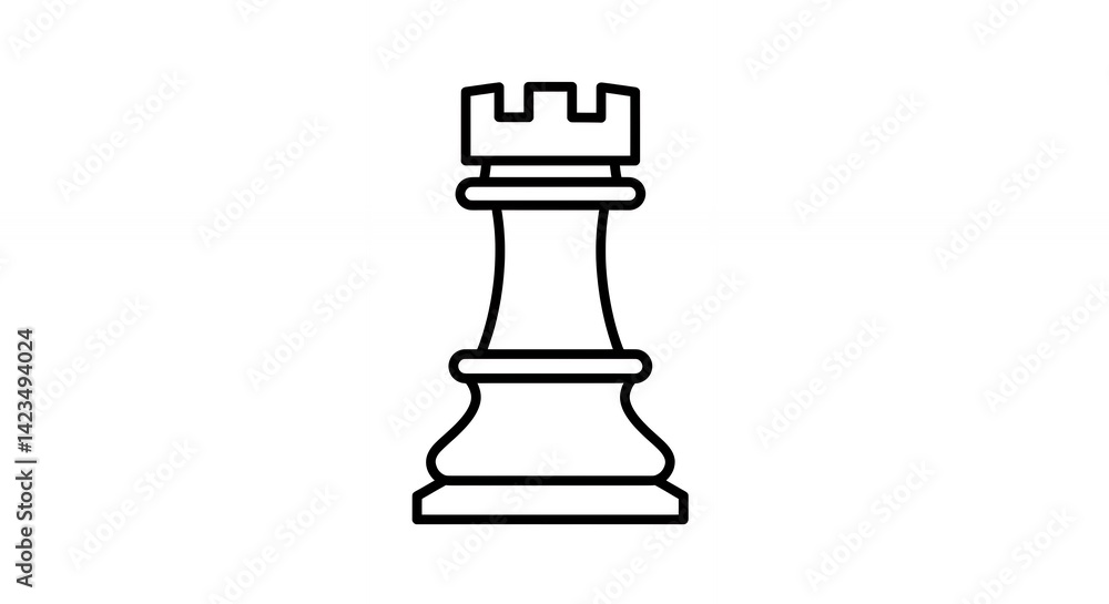 Chess rook line art illustration minimalist strategy game icon vector graphic Chess rook line art illustration minimalist strategy game icon vector graphic