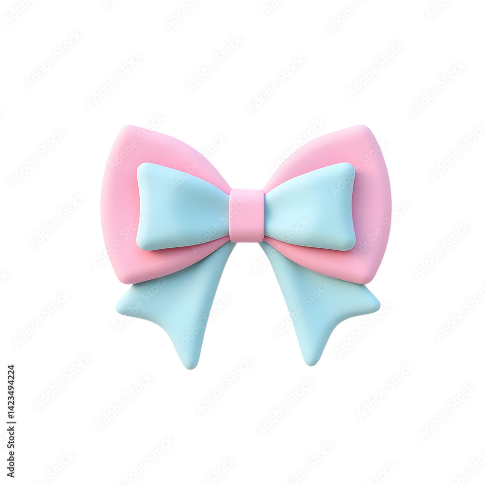 Naklejka premium Pastel Gift Bow Decoration with Pink and Blue Color Layers