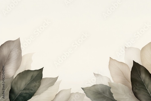 Soft pastel leaves create serene backdrop, blending elegance wit