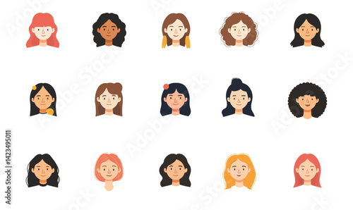 Empowered Women Vector Faces Celebrating Diversity in Human Rights Advocacy