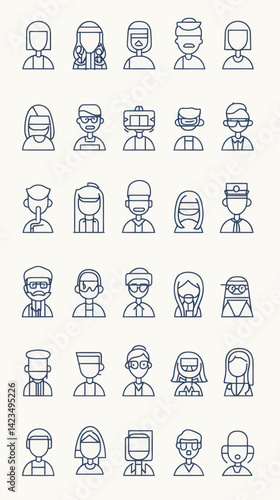 Diverse Team Icons Set: Group Vector Illustration for Business and Design
