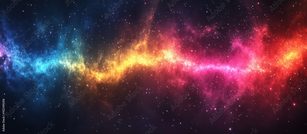 Obraz premium Cosmic nebula, colorful galaxy, space background, website banner