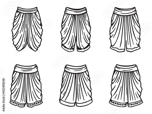Dhoti pants vector line art illustration
