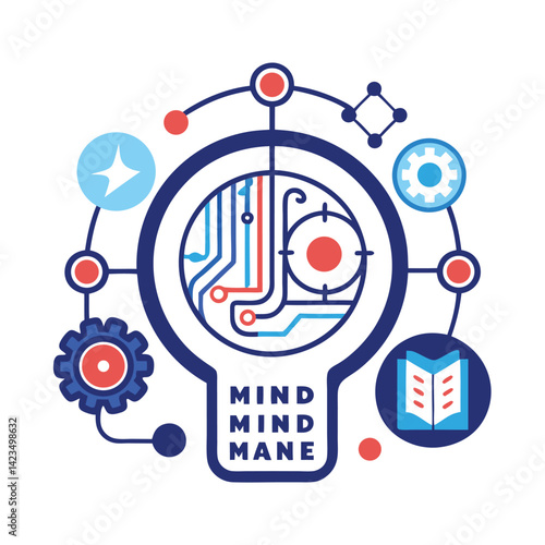 Modern vector logo representing a mind machine interface emphasizing technology and connections in a digital context
