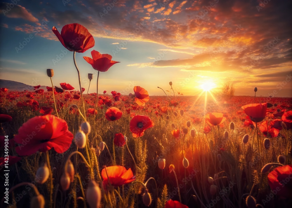 Obraz premium Vibrant Red Poppy Field Bloom - Summer Nature Photography