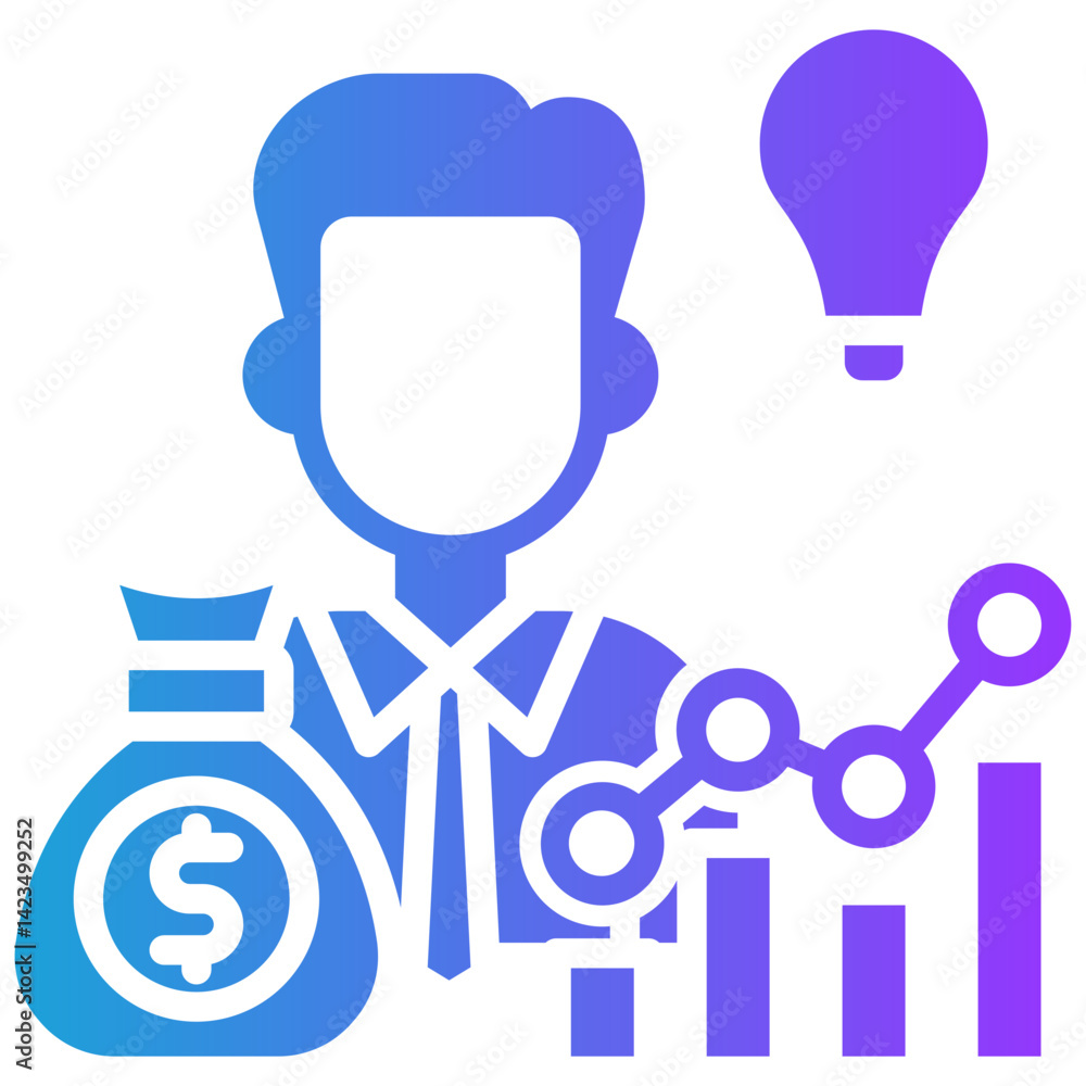 Smart Investing glyph gradient icon Smart Investing glyph gradient icon