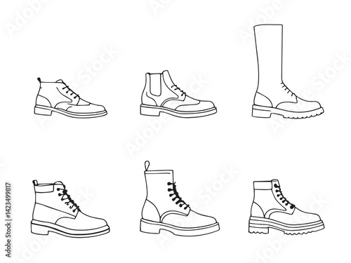 Dress boots vector line art illustration