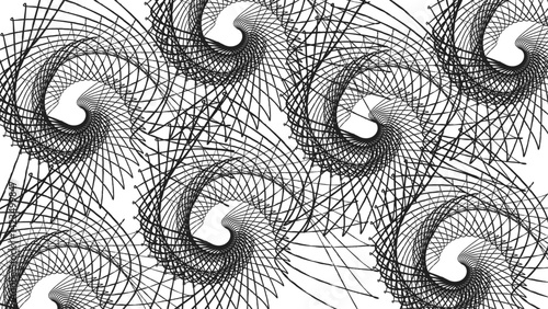 The vector dotted spiral vortex graphic is a visually interesting and complex image. The use of color, movement. swirls set mosaic