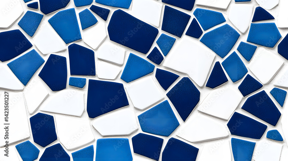 Blue and white stone mosaic tiles seamless pattern. Stone architecture backdrop Blue and white stone mosaic tiles seamless pattern. Stone architecture backdrop