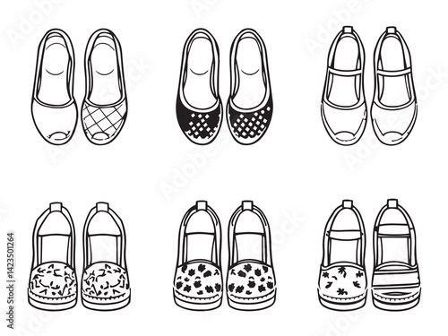 Espadrilles vector line art illustration
